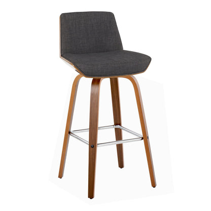 Corazza - Mid Century Modern Fixed Height Barstool With Swivel With Square Footrest (Set of 2)