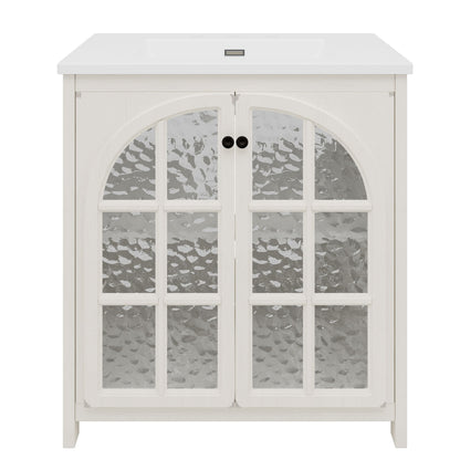 Vintage Farmhouse Bathroom Vanity With Ceramic Sink