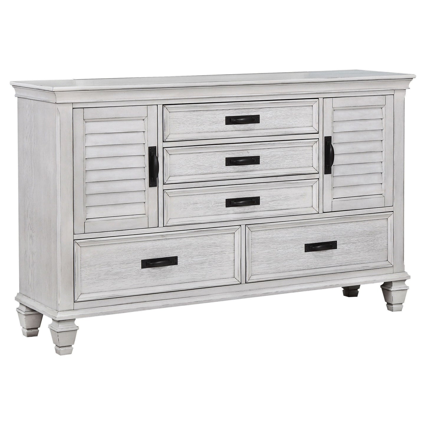 Lockeford - 5 Drawer Dresser With Side Cabinets - White
