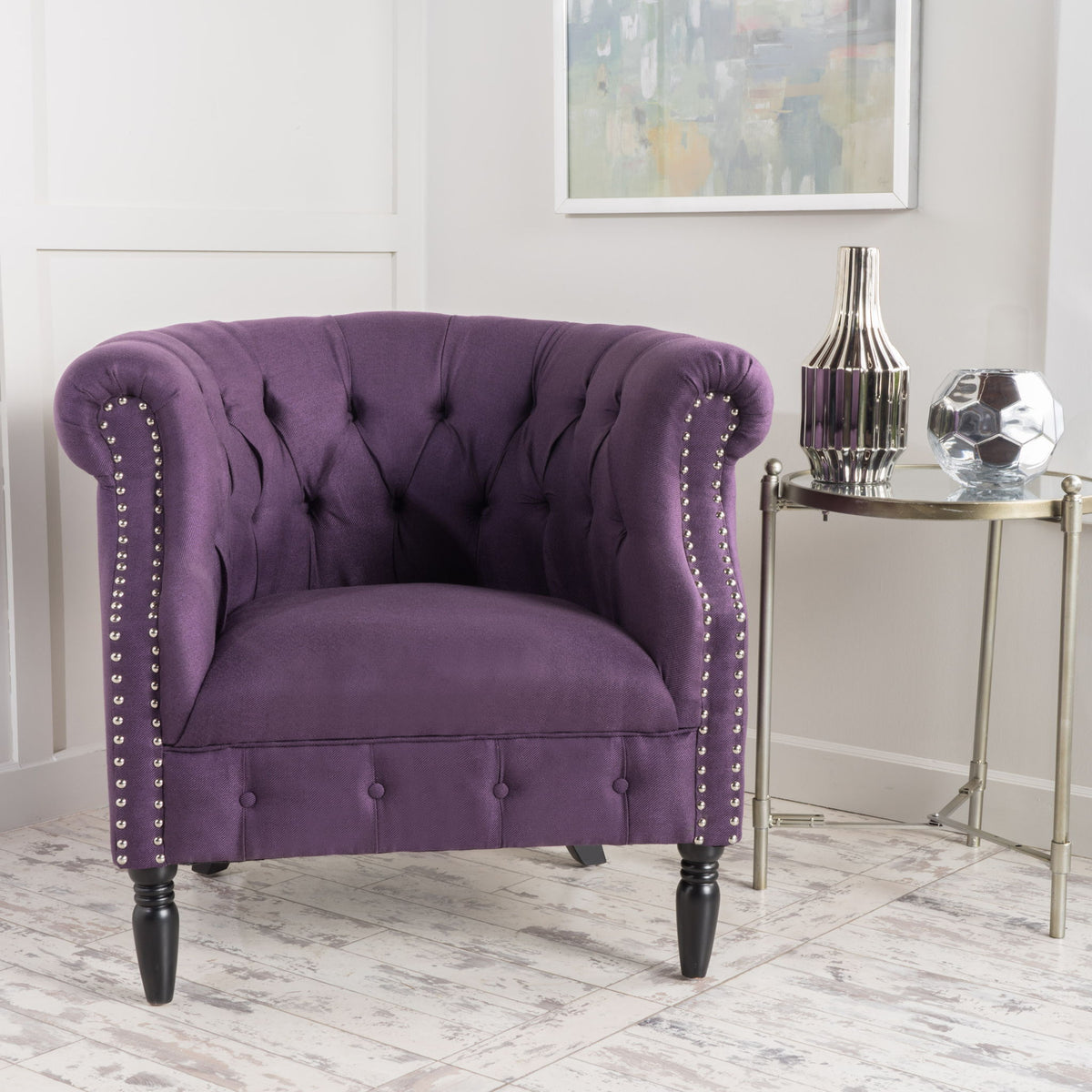 Celestialis - Upholstered Club Chair With Tub Design And Rolled Recessed Armrests