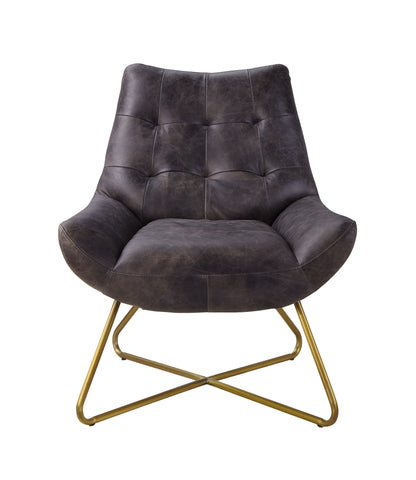 Dhalsim Accent Chair - Antique Ebony Top Grain Leather