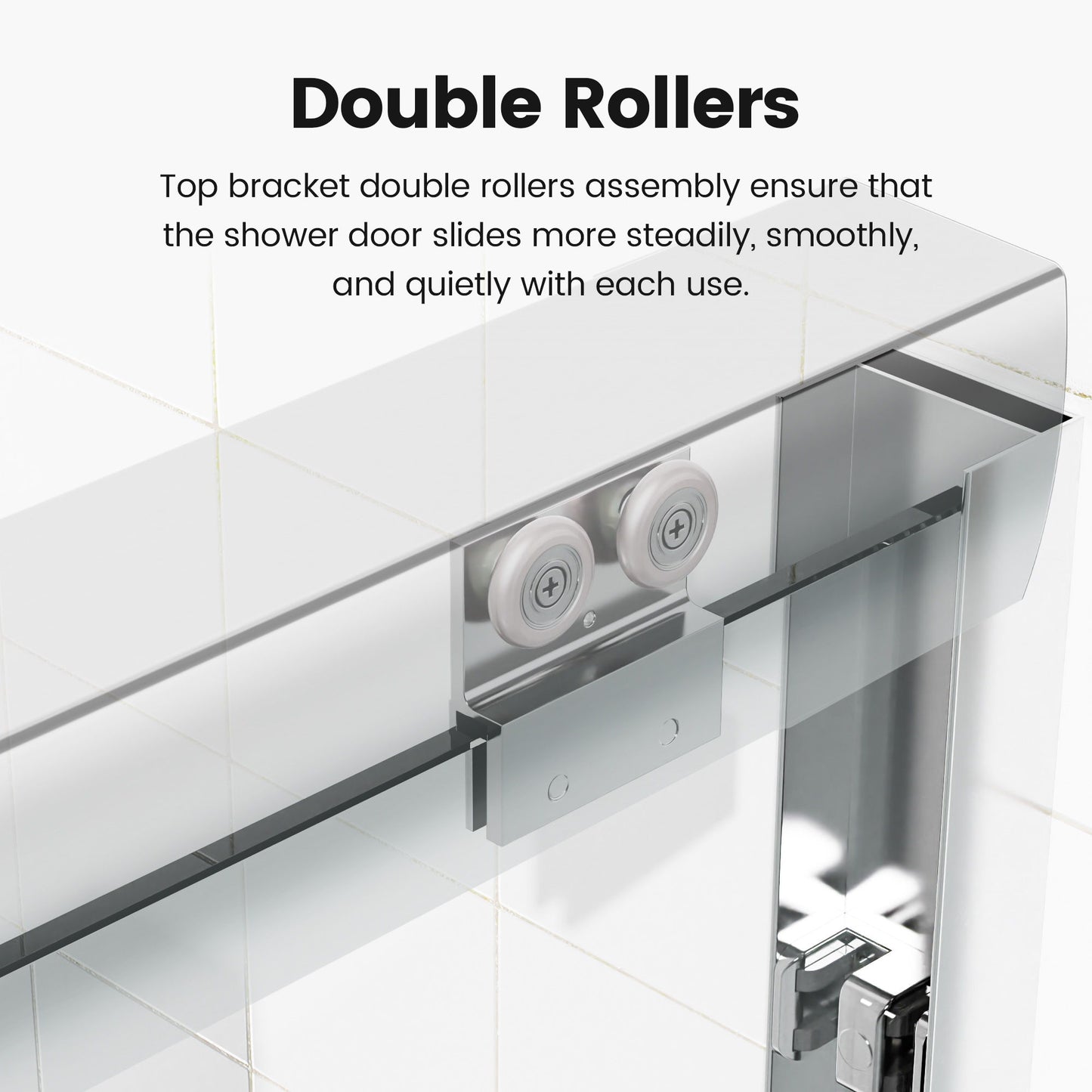 Semi-Frameless Double Sliding Shower Door, Bypass Shower Door, 1 / 4" (6Mm) Thick SGCC Tempered Glass Door