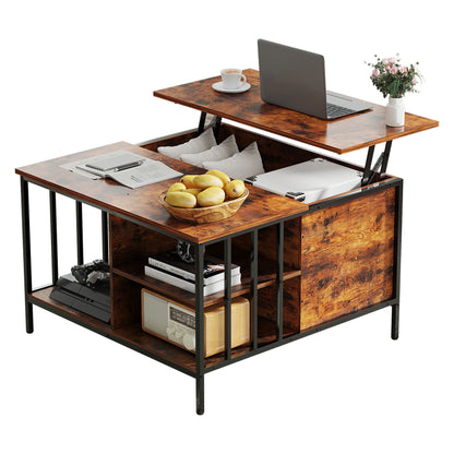 Lift Top Coffee Table With Storage Adjustable Height - Black