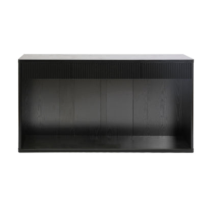 Fluted Console Table With 3 Drawers, Long Sofa Table Behind Couch For Living Room - Black