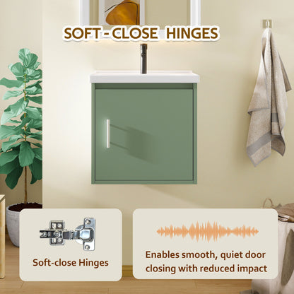 Floating Bathroom Vanity Combo, Wall Mounted Cabinet With Sink & Soft Close Doors For Small Bathrooms