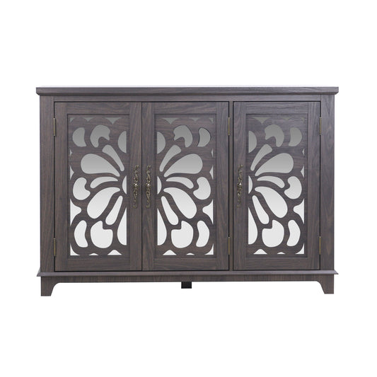 3 Door Mirrored Sideboard Cabinet With Adjustable Shelves