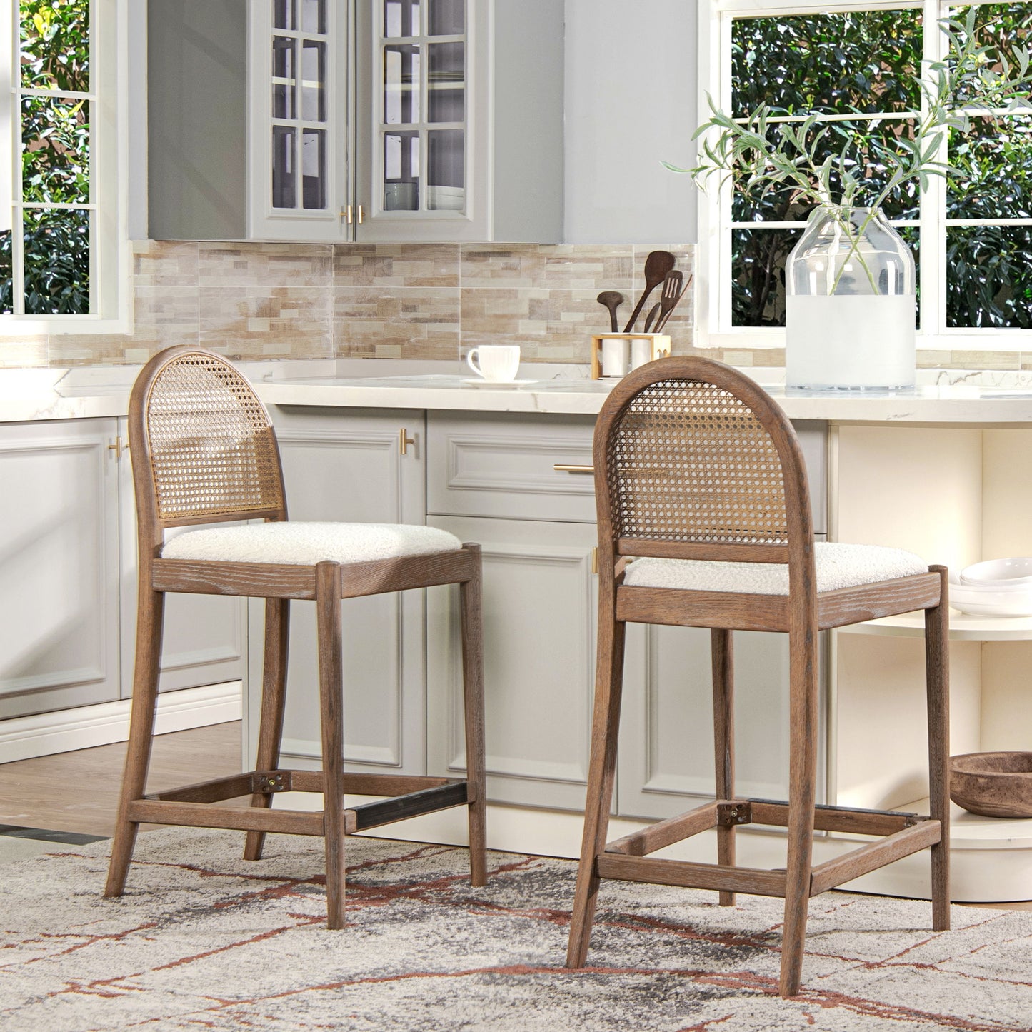 Panama - Curved Back Cane Counter Stool (Set of 2)