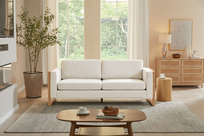 Modern Sofa With Solid Wood Legs, 3 Seater
