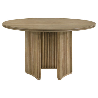 Dreydon - Round Dining Table With Textured Tripod Base - Light Brown