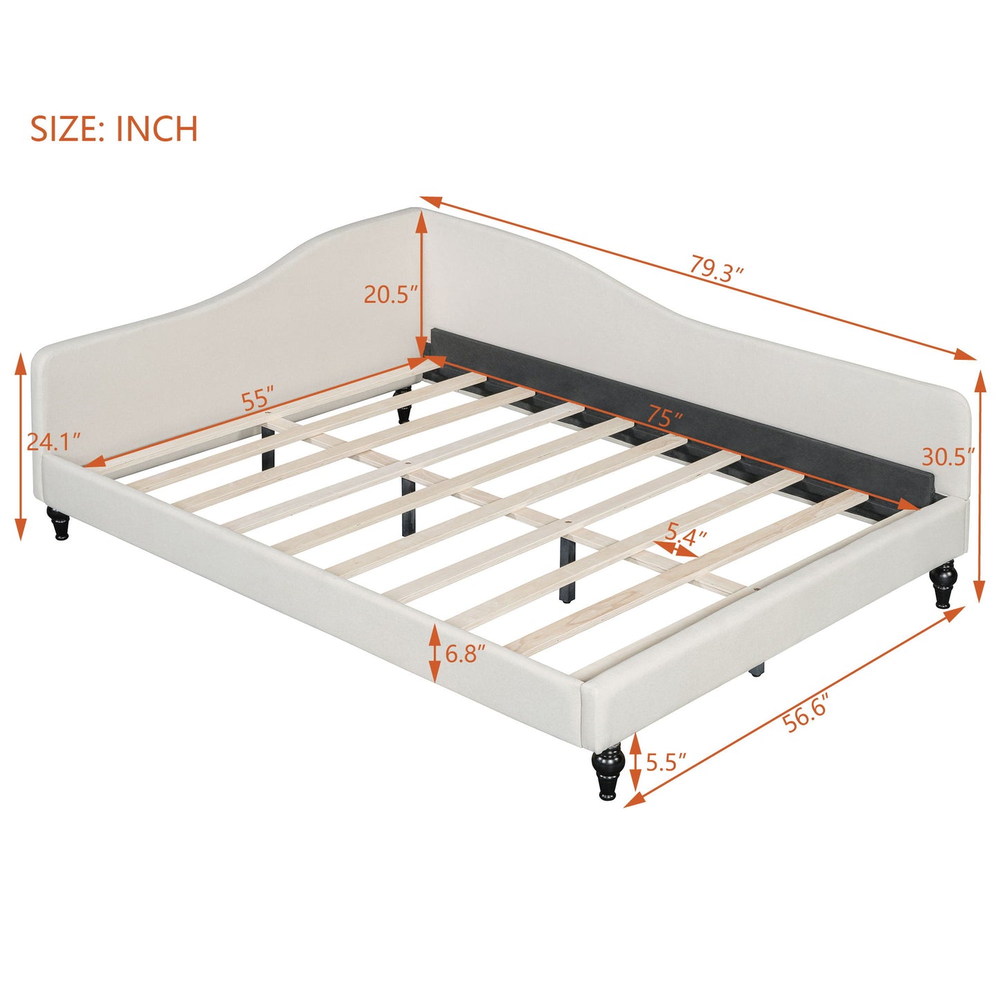 Modern L Shaped Linen Daybed With Legs