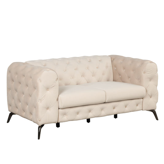 Velvet Upholstered Loveseat Sofa, Modern Loveseat Sofa With Button Tufted Back, 2 Person Loveseat Sofa Couch For Living Room, Bedroom, Or Small Space