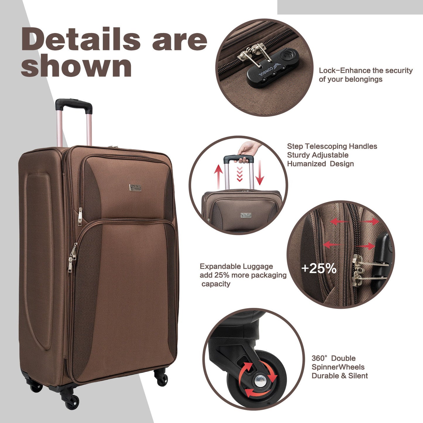 4 Piece Set Softshell Luggage