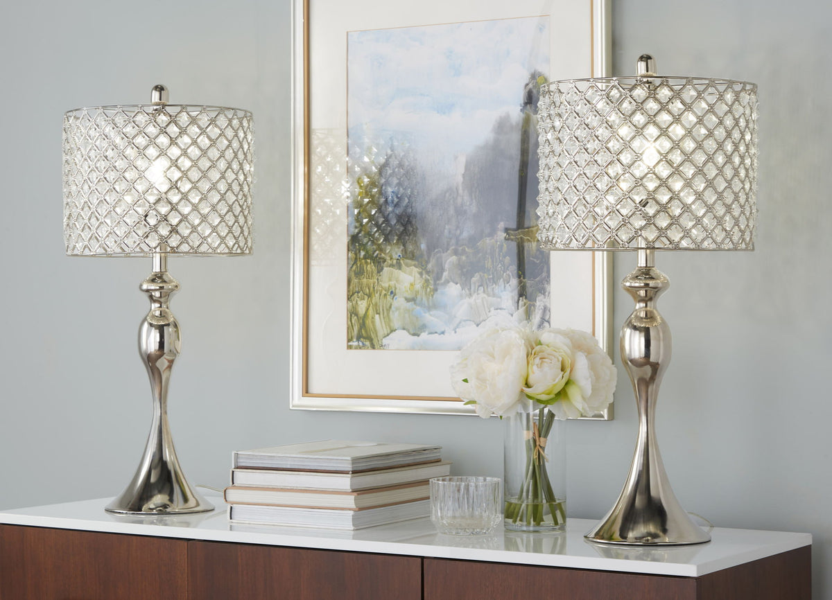 Ashland - Contemporary Table Lamp Square Clear Crystal (Set of 2) - Nickel