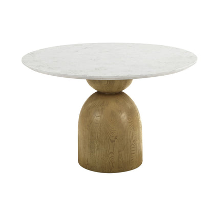 Kala - Natural Marble Top Round Dining Table - White