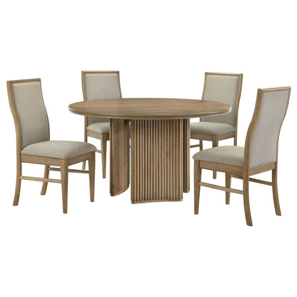 Dreydon - 5 Piece Round Dining Table Set With Chairs - Light Brown