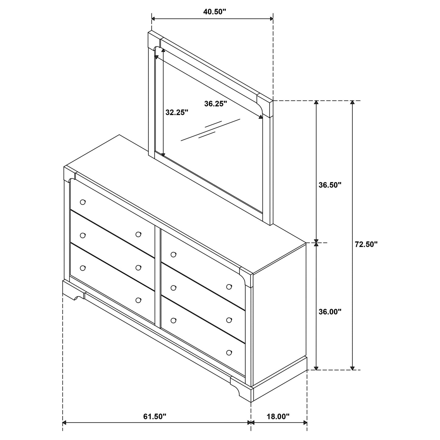 Sundance - 6 Drawer Dresser With Mirror - Dark Coffee