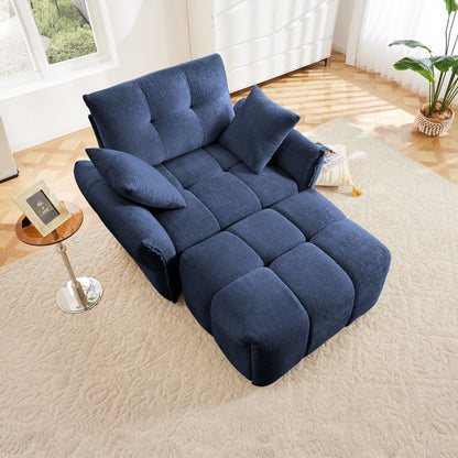 Ergonomic Single Seater Sofa With Ottoman, High Resilience Support Cushions