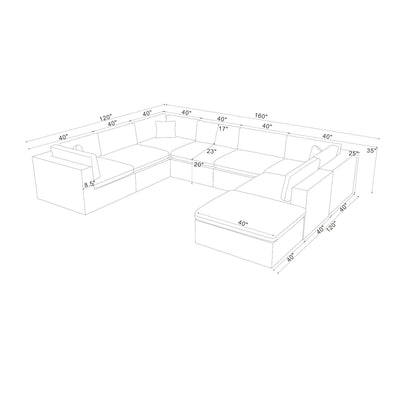 Custom Configuration Modular Sectional With Toss Pillows