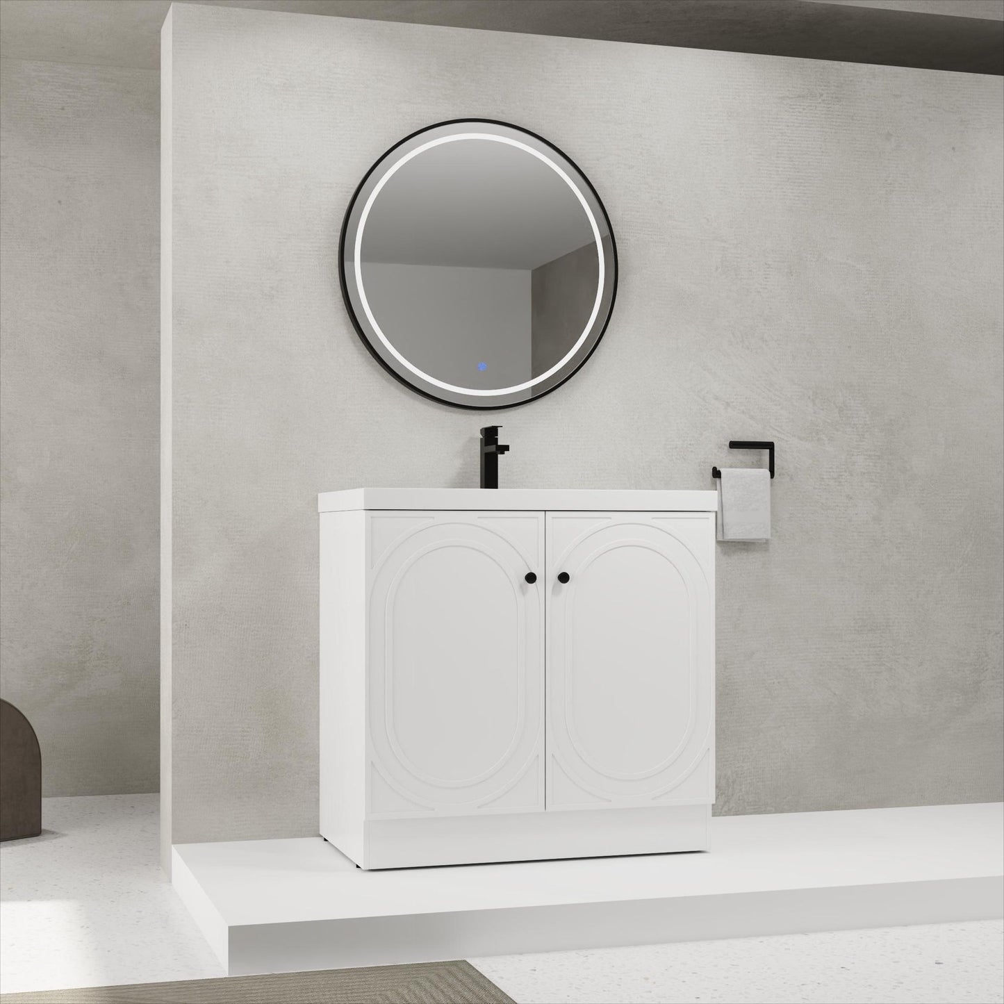 Contemporary Freestanding Bathroom Vanity With Resin Sink & Soft-Close Cabinet Doors