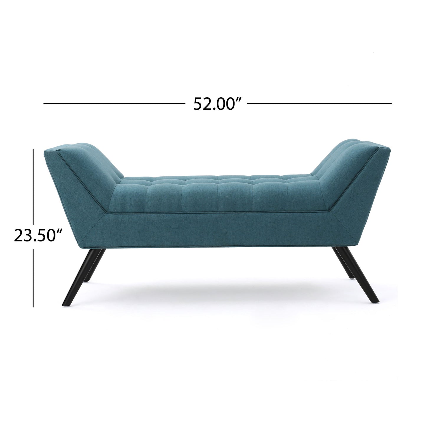 Modern Fabric Bench With Padded Seat And Wide U Shape Design - Teal
