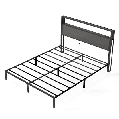 Bed Frame With Headboard, LED Lights & Charging Station