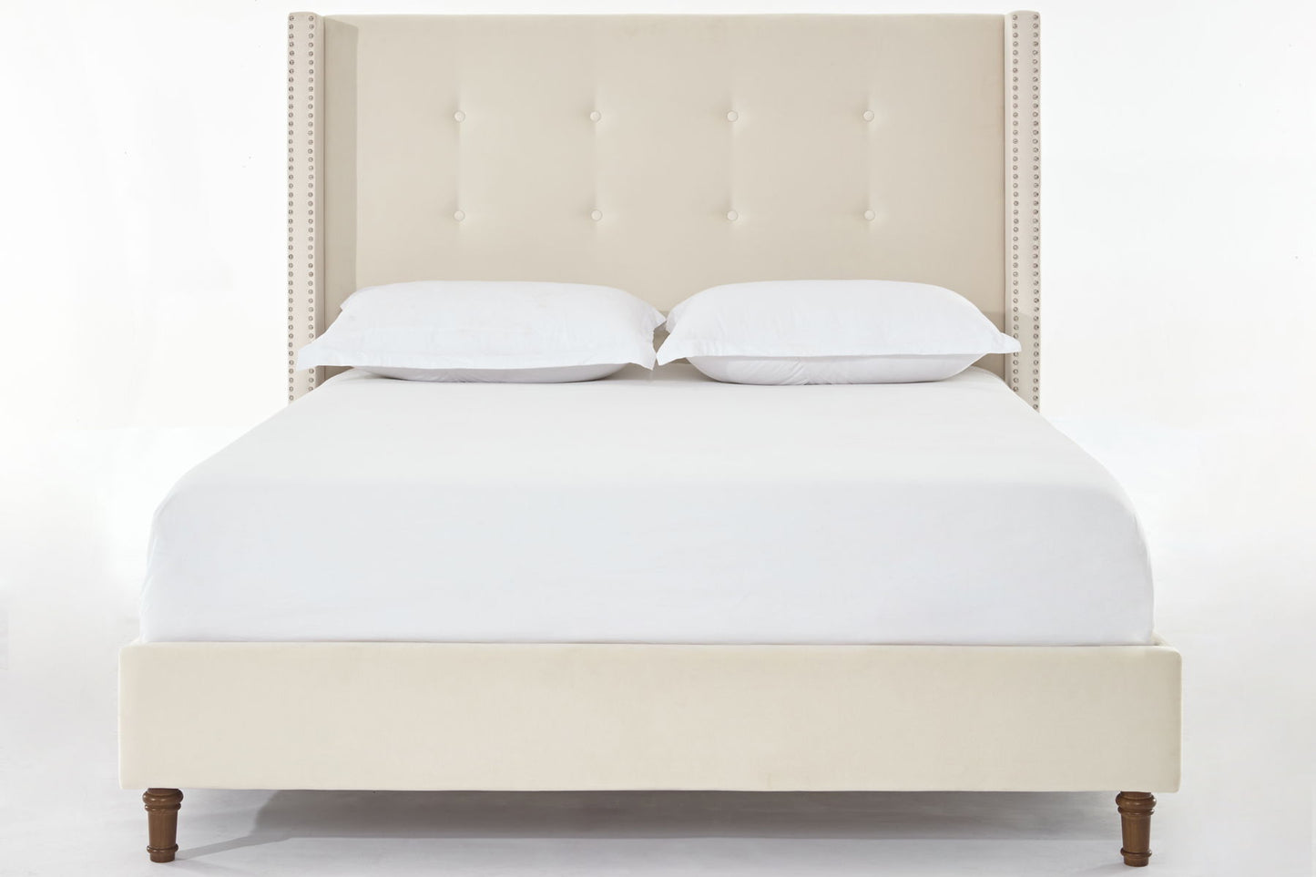 Peyton - Upholstered Bed With 54" High Headboard, Traditional Hand Buttoned Tufting