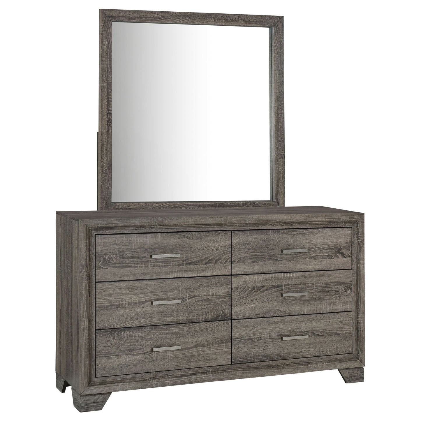 Funston - 6 Drawer Dresser With Mirror - Brown Oak