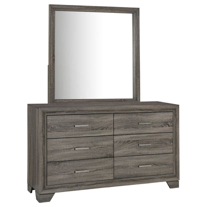 Funston - 6 Drawer Dresser With Mirror - Brown Oak