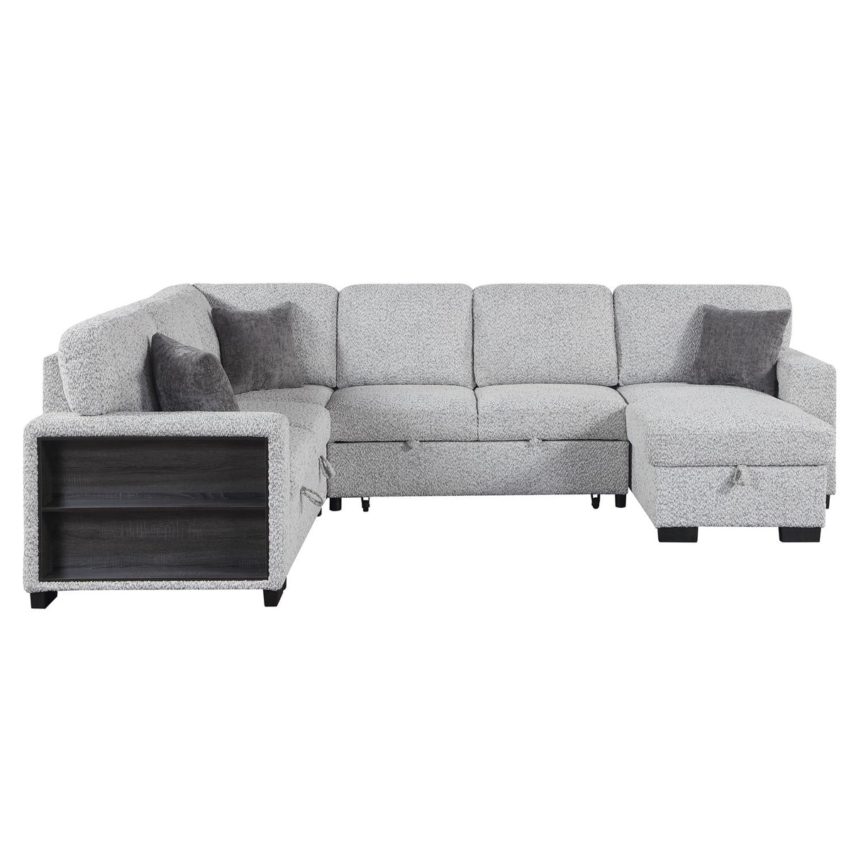 Giza - Modular Sectional Sofa With Sleeper, Storage, USB Charging - Gray