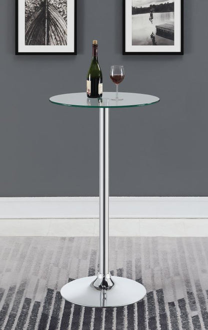 Abiline - Round Glass Top Bistro Bar Table - Chrome