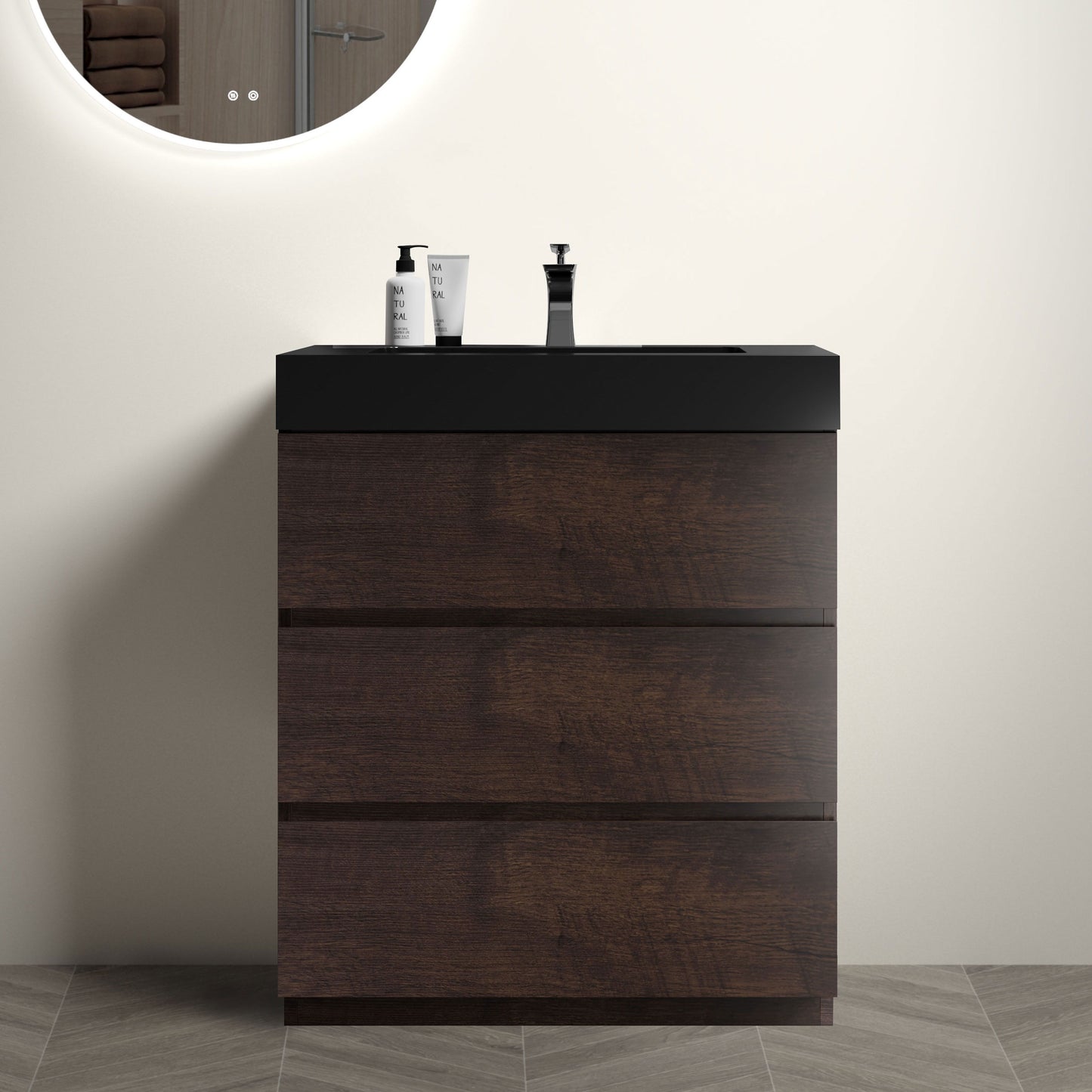 Alice - Bathroom Vanity With Large Storage Freestanding Bathroom Vanity, Sink For Modern Bathroom, One-Piece Sink Basin Without Drain And Faucet