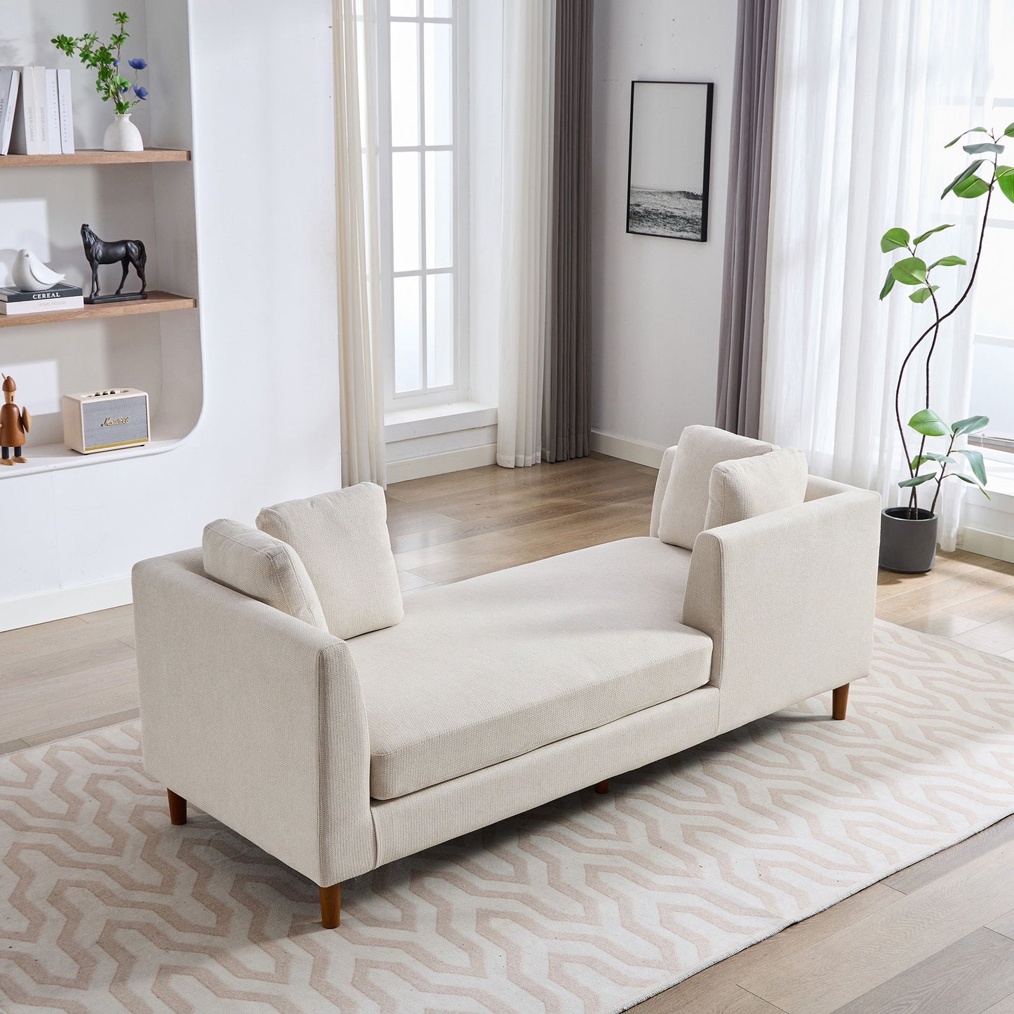 Wide Modern Double Sided Upholstered Chaise Lounge