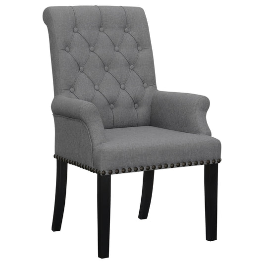 Tufted Arm Chair With Nailhead Trim