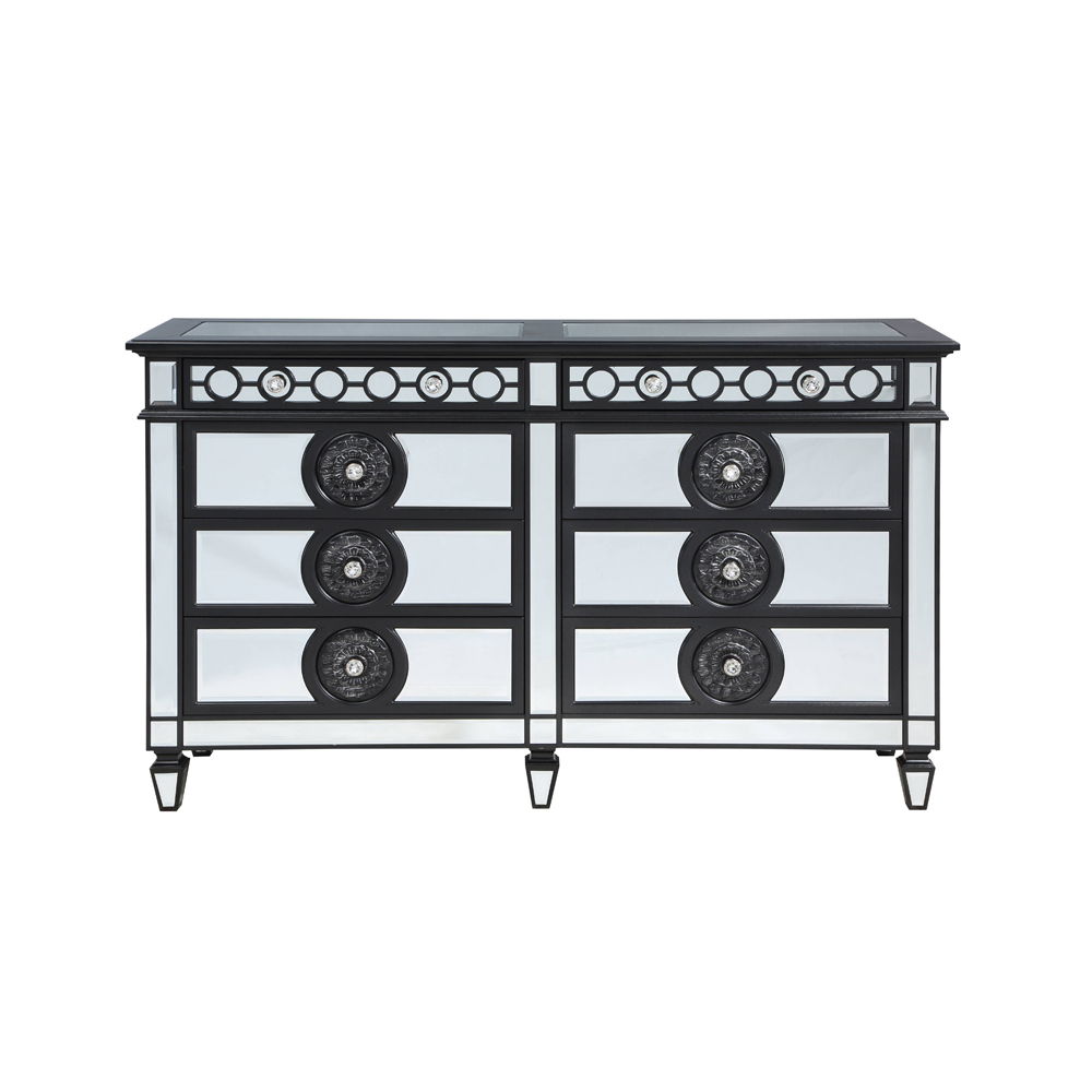 Varian II - Dresser - Mirrored, Black & Sliver