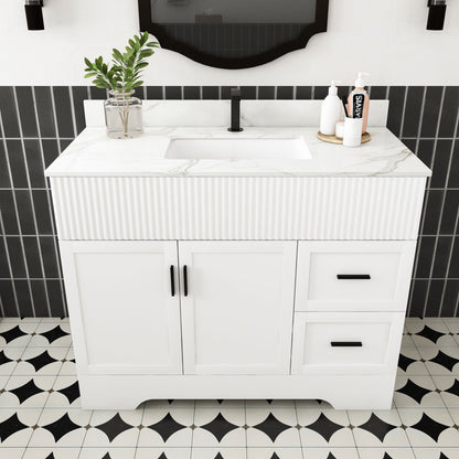Bathroom Vanity Set, Fluted Cabinet, Soft Close Doors & Drawers - White