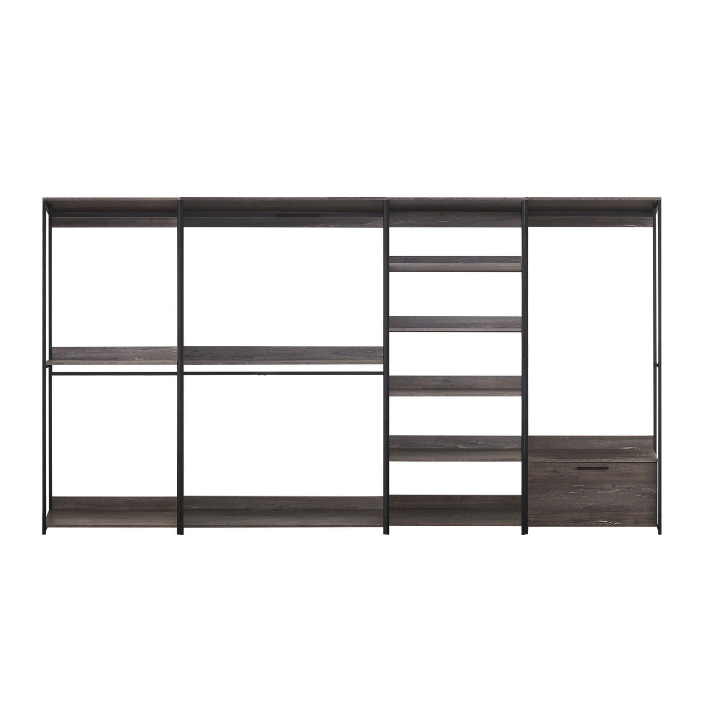 Monica - Wood Walk In Closet System Melamine 143" Modular Storage - Rustic