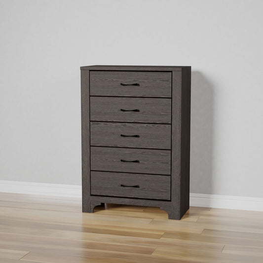 Modern 5 Drawer Chest - Brown - Wood