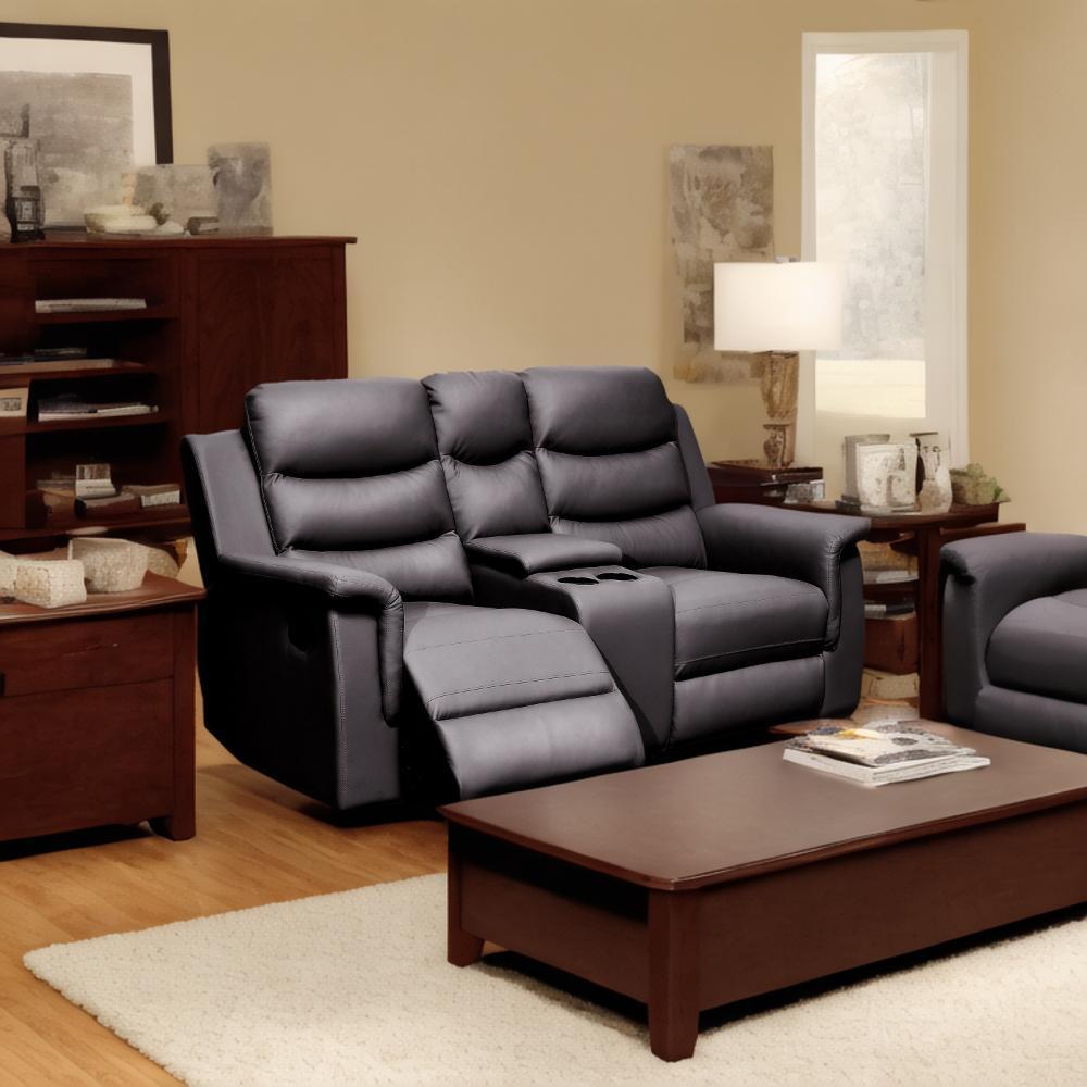 2 Seat Reclining Loveseat With Middle Console Slipcover, Stretch Loveseat Reclining Sofa Covers - Black