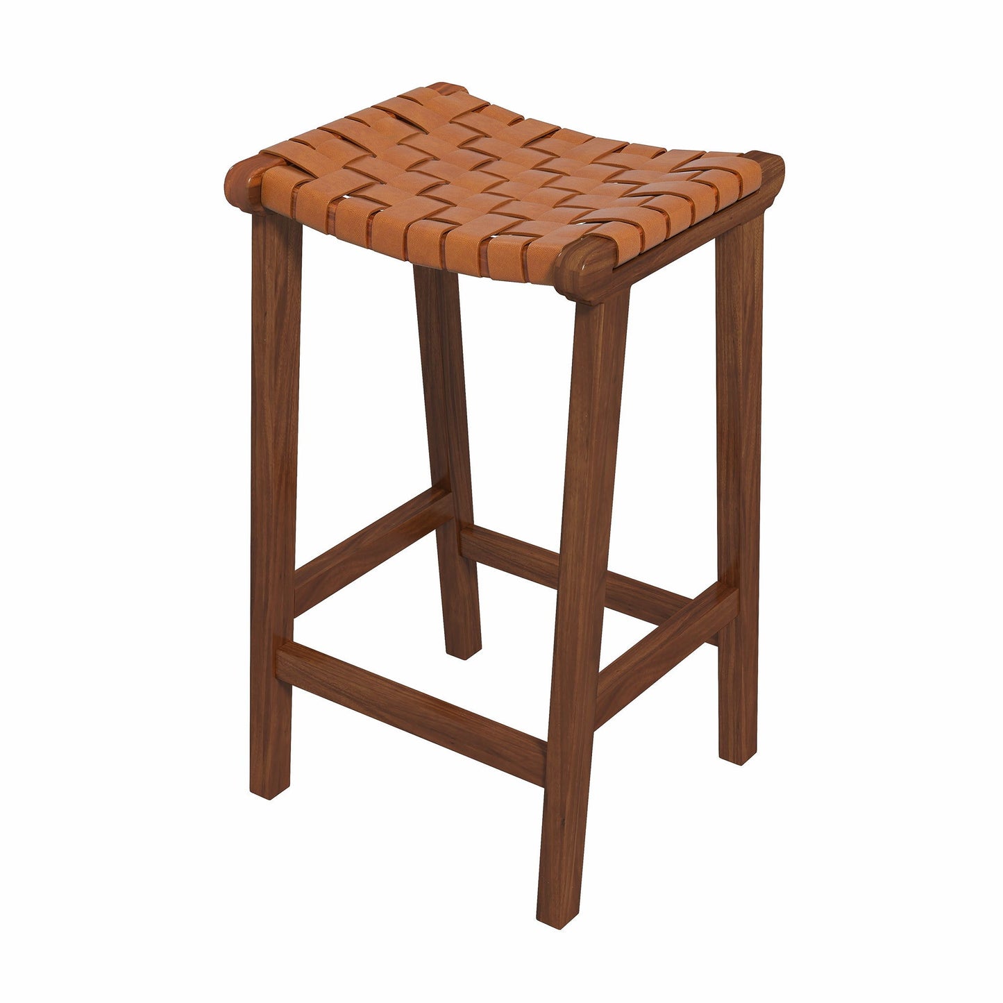 James - Mid-Century Modern Genuine Leather Counter Stool