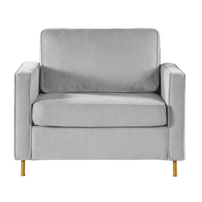 Accent Chair Upholstered Single Sofa With Square Arms, Sewn Pillow Back For Living Room