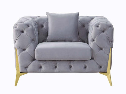 Jelanea - Chair - Gray Velvet & Gold Finish