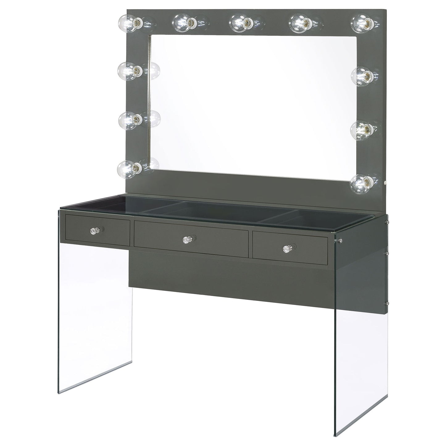 Katelyne - 3 Drawer Vanity Set With Mirror - Gray