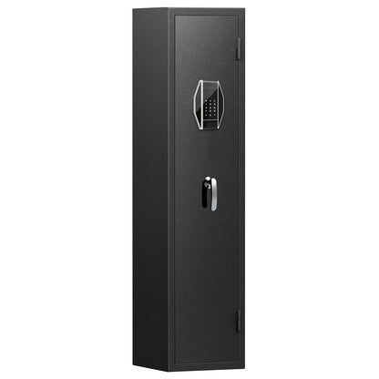 3-4 Gun Safe For Rifles And Pistols, Quick Access Password Gun Safe, High Security Metal Rifle Safe Locker With Removable Shelf And 2 Adjustable Gun Slots - Black