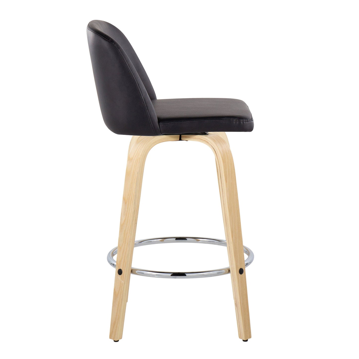 Toriano - Contemporary Fixed-Height Counter Stool With Swivel And Round Footrest (Set of 2)