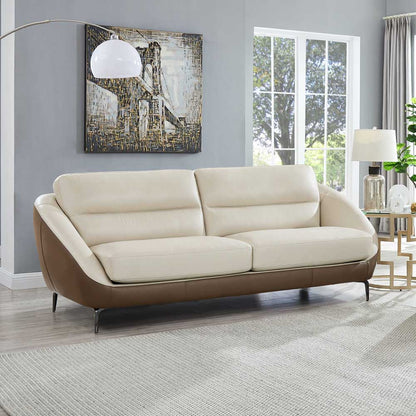 Makena - Leather Sofa - Beige