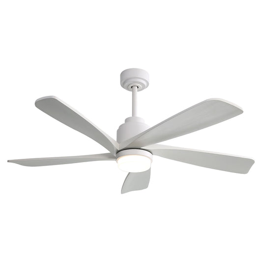 52" Ceiling Fan With Dimmable LED Light, 5 Blades, Reversible DC Motor, Smart Remote Control - White
