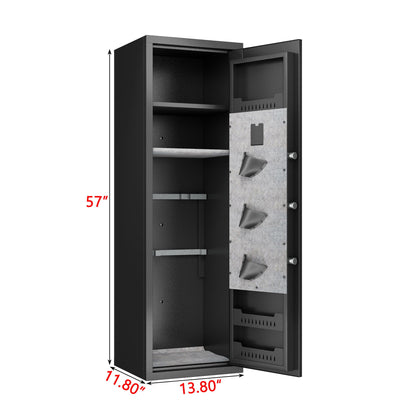 Gun Safes For Home Rifle And Pistols, Fingerprint Electronic Safe With Quick Access, Detachable Partition - Black