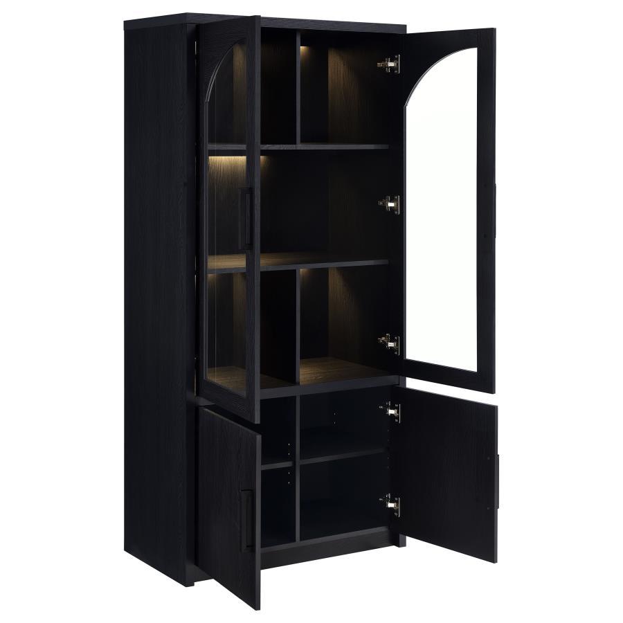 Riva - 4-Door Tall Accent Display Cabinet LED Lighting - Black