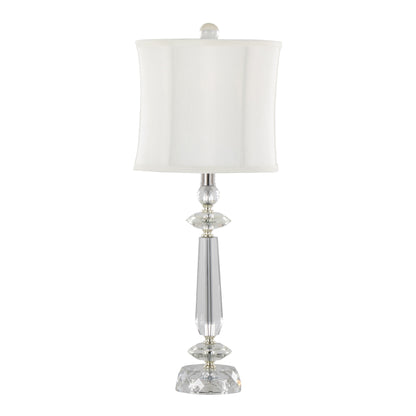 Karat - Contemporary Crystal Table Lamp (Set of 2) - Clear Crystal / Chrome / White Softback