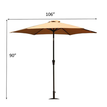 8.8' Outdoor Aluminum Patio Umbrella With 42 Pound Round Resin Umbrella Base